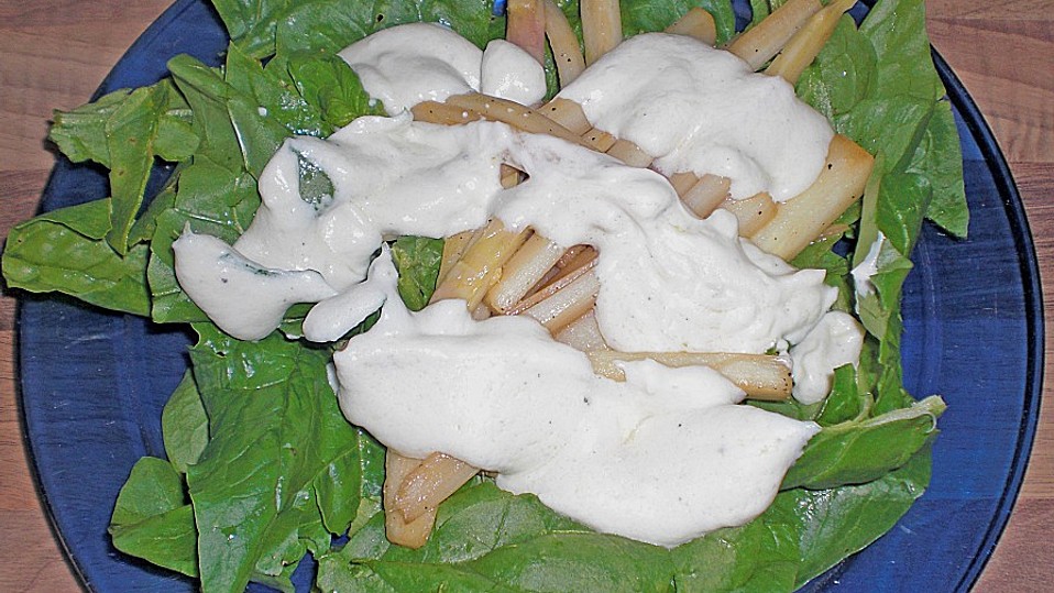 Spargel - Spinat - Salat mit Ziegenkäsedressing von britta512