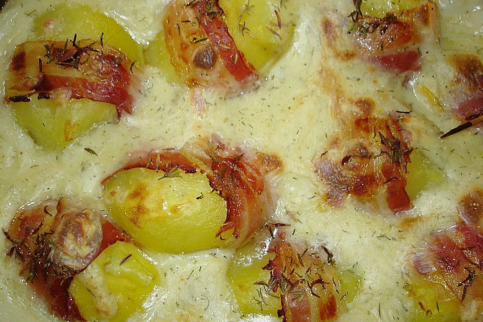 Speckkartoffeln in Käse - Sahne - Sauce