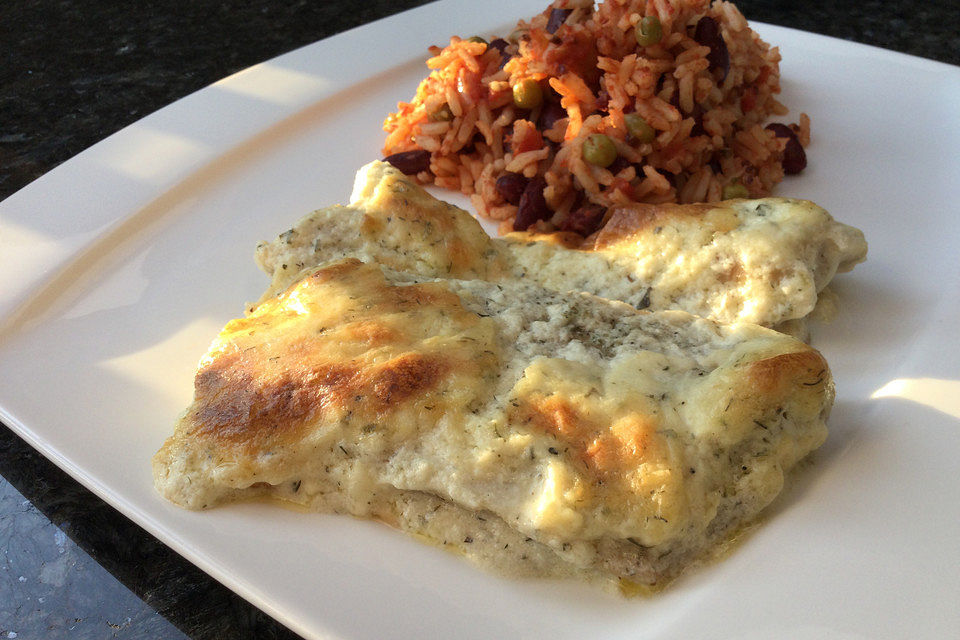 Fischfilet mit Dill - Rahmsosse, überbacken