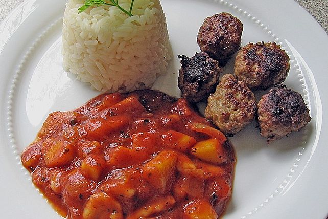 Scharfe Bananen - Fleischbällchen mit süß - saurer Sauce von Aurora ...