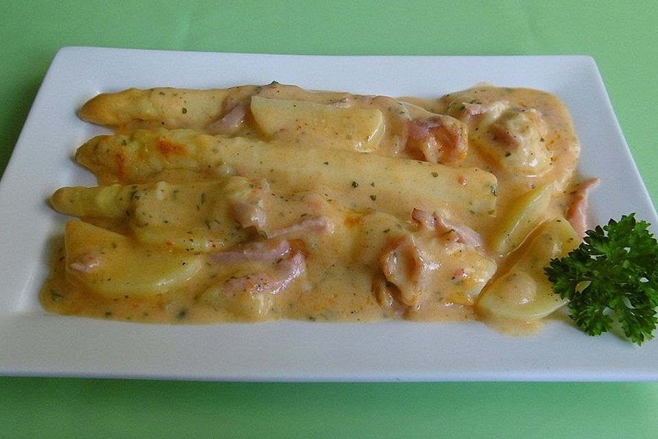 Spargel - Kartoffel - Gratin, scharf (!)