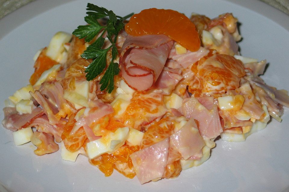 Eiersalat mit Schinken und Mandarine