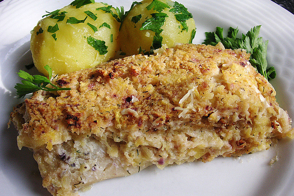 Fischfilet unter der Kürbiskruste