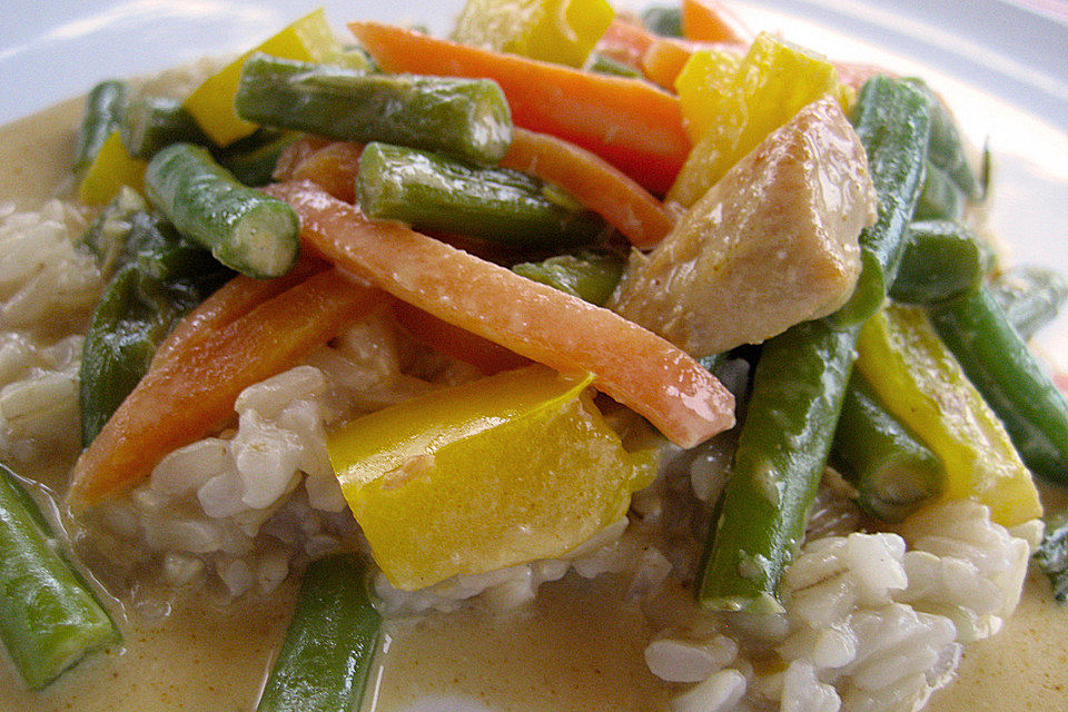 Thaicurry mit Hähnchenbrust und Kokosmilch