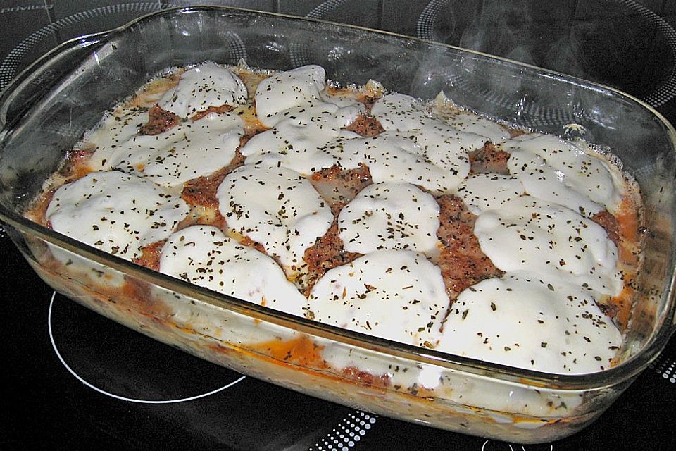 Geschichteter Tomaten - Hackbraten