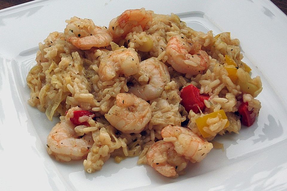 Scampi - Reis - Pfanne