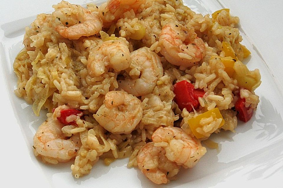 Scampi - Reis - Pfanne