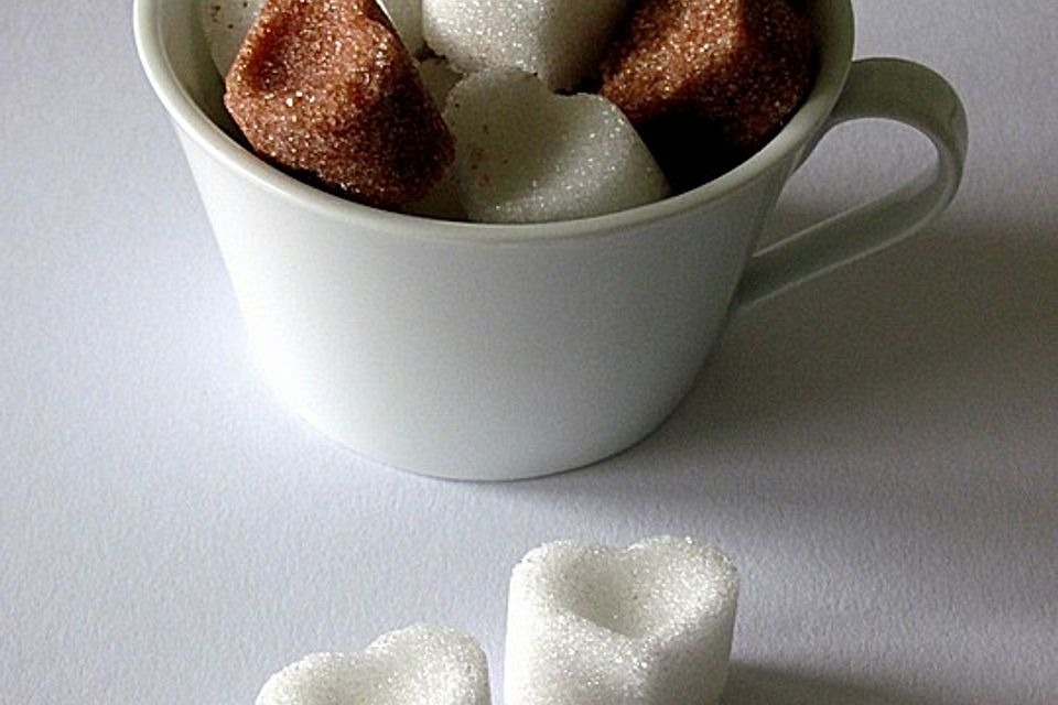 Zuckerherzen für Cappuccino, Kaffee oder Tee