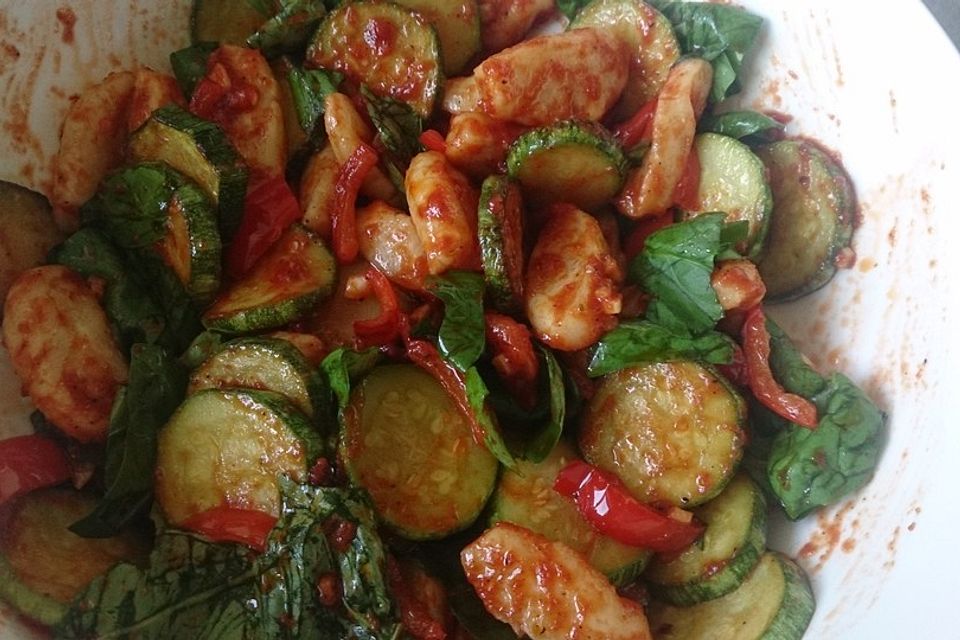 Gnocchi-Salat mit Zucchini und Paprika