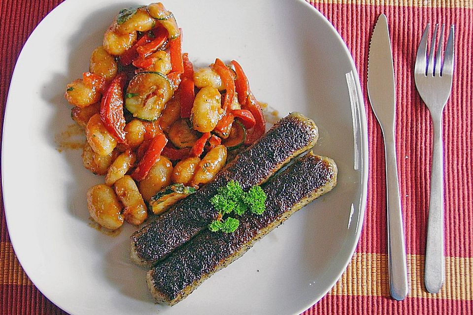 Gnocchi-Salat mit Zucchini und Paprika