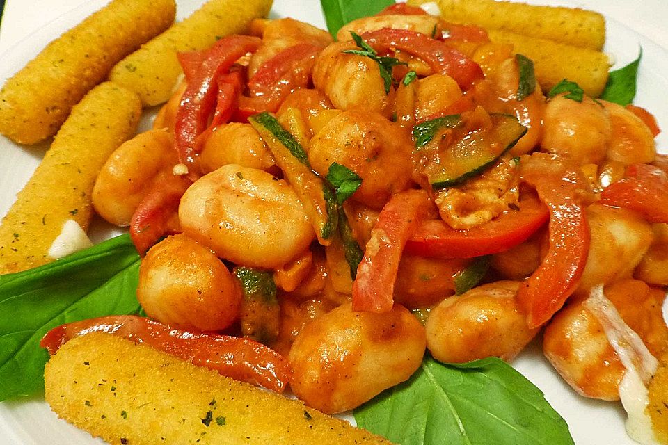 Gnocchi-Salat mit Zucchini und Paprika