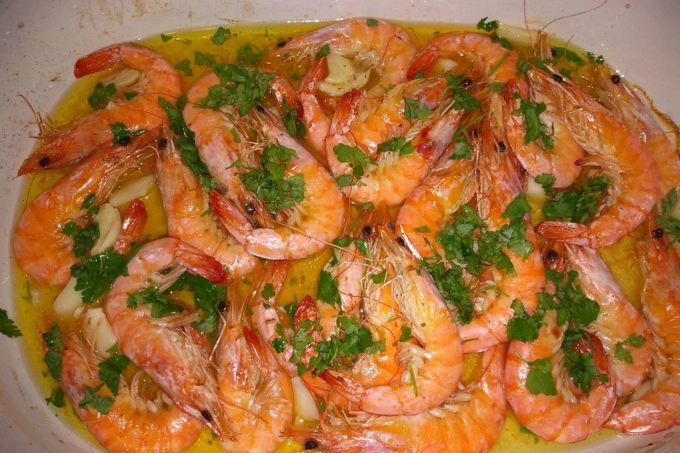 Gambas in Knoblauch - Weißwein - Sauce