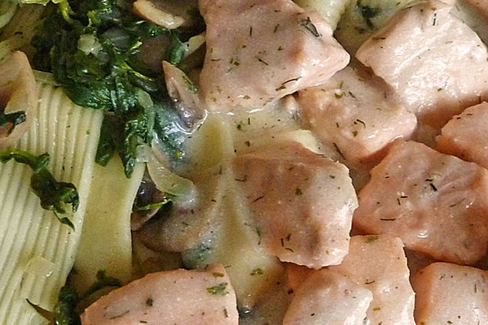 Fischragout mit Spinat