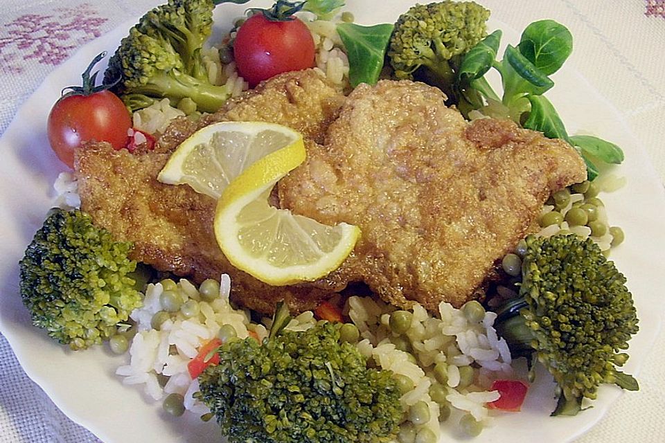 Pariser Schnitzel mit Gemüsereis