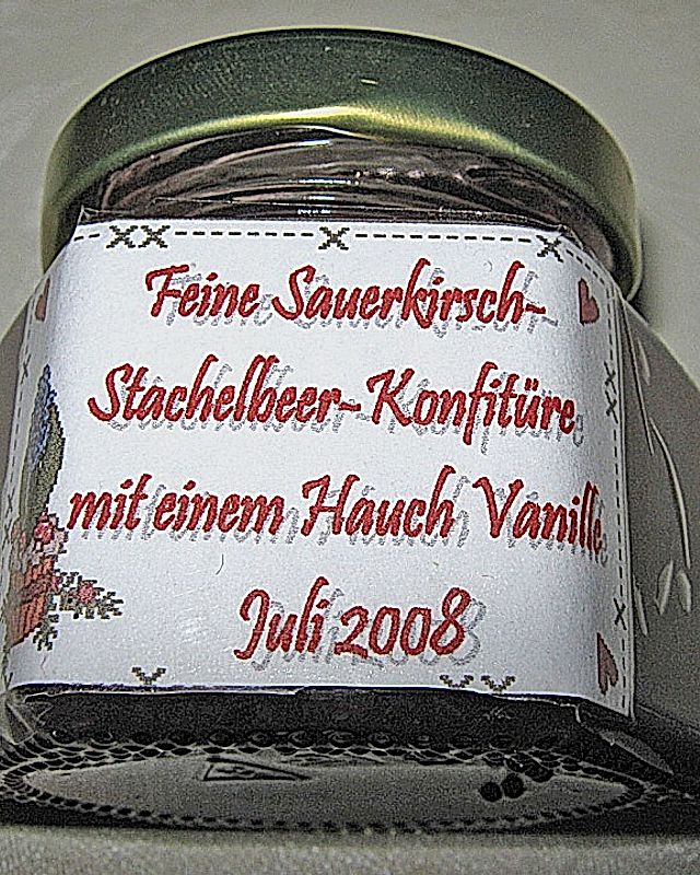 Sauerkirsch - Stachelbeer - Marmelade mit Vanille