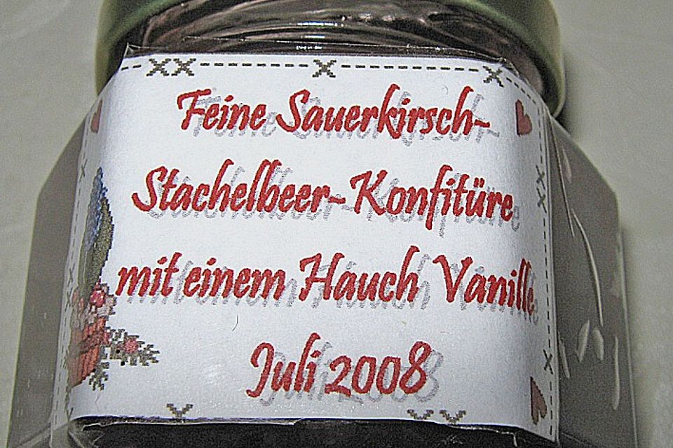 Sauerkirsch - Stachelbeer - Marmelade mit Vanille