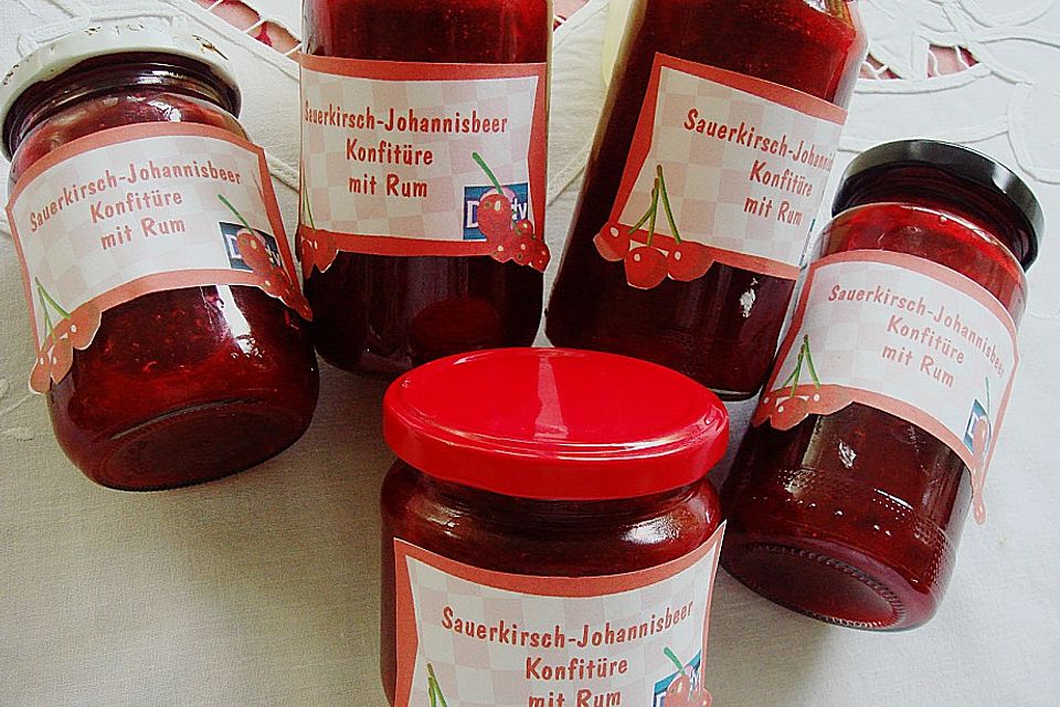 Sauerkirsch - Johannisbeer - Marmelade mit Rum