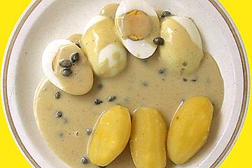 Senf - Kapernsoße mit Ei und Pellis