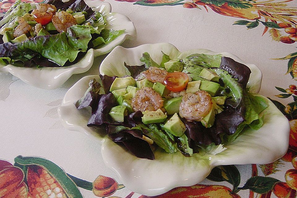 Gebratene Scampi mit Salat