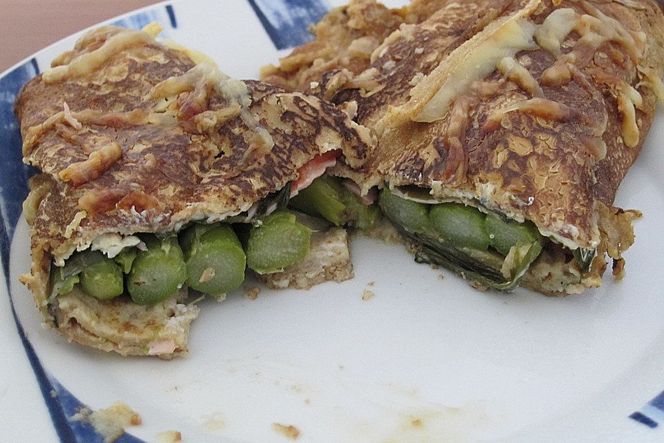 Crespelle mit Schinken, Ei und Spargel