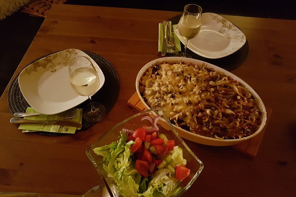 Zauberhafter Spätzle-Spitzkohl-Champignon-Auflauf