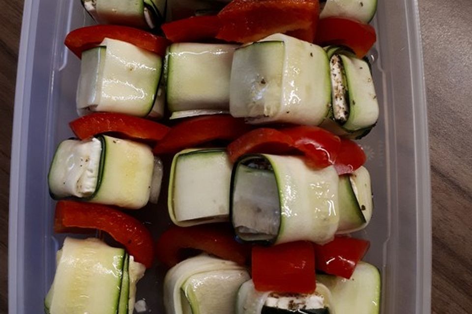 Zucchini - Schafskäse - Spieße