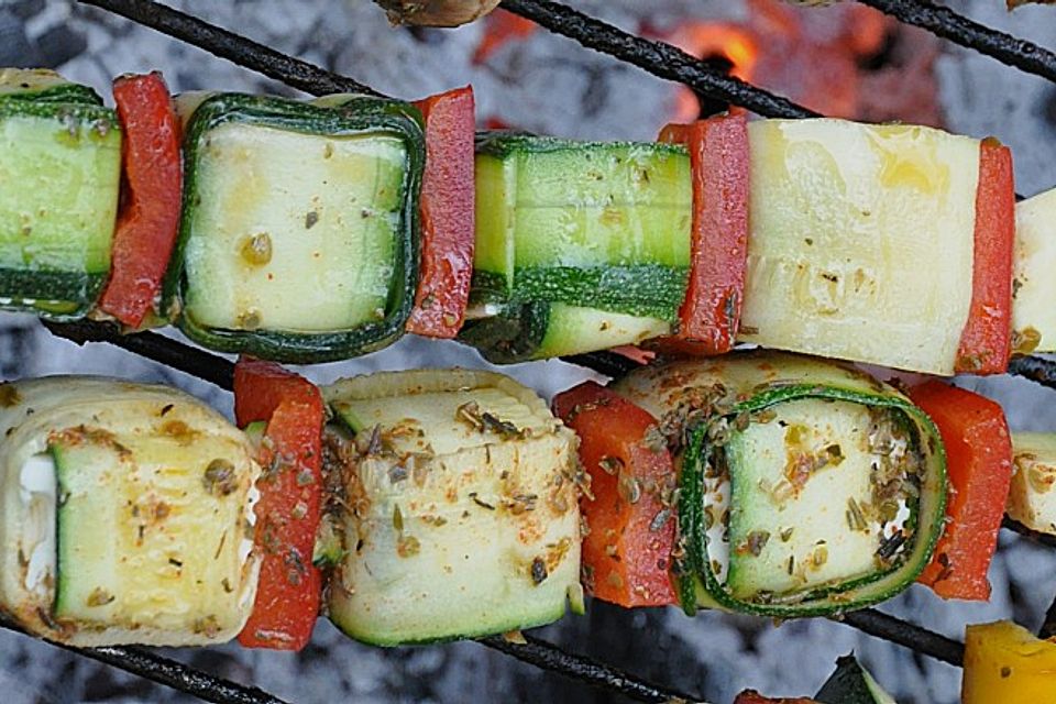 Zucchini - Schafskäse - Spieße