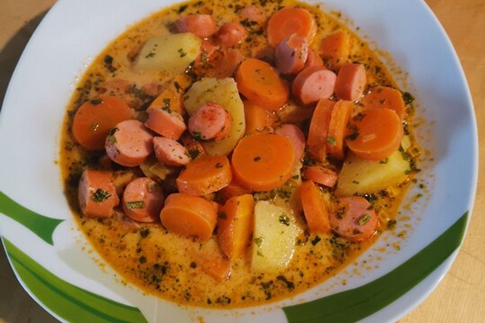 Möhrensuppe mit Wiener Würstchen