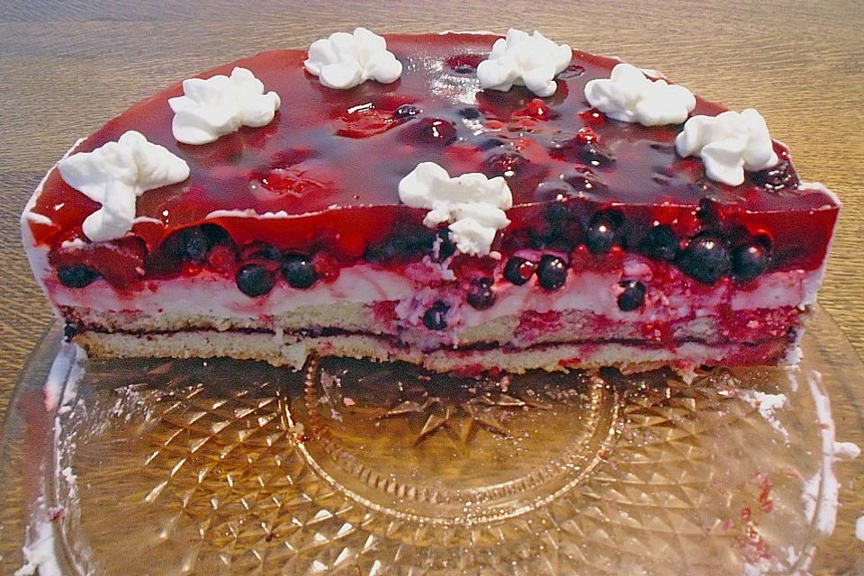 Beeren - Quark - Torte mit Sektgelee