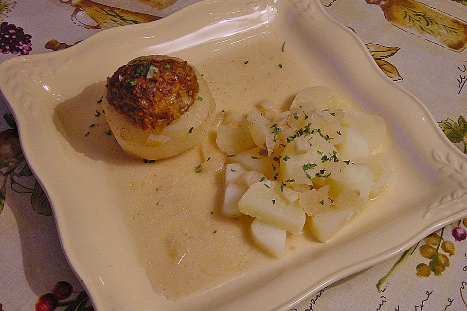 Gefüllte Kohlrabi in Sauerrahmsoße