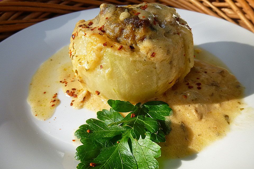 Gefüllte Kohlrabi in Sauerrahmsoße