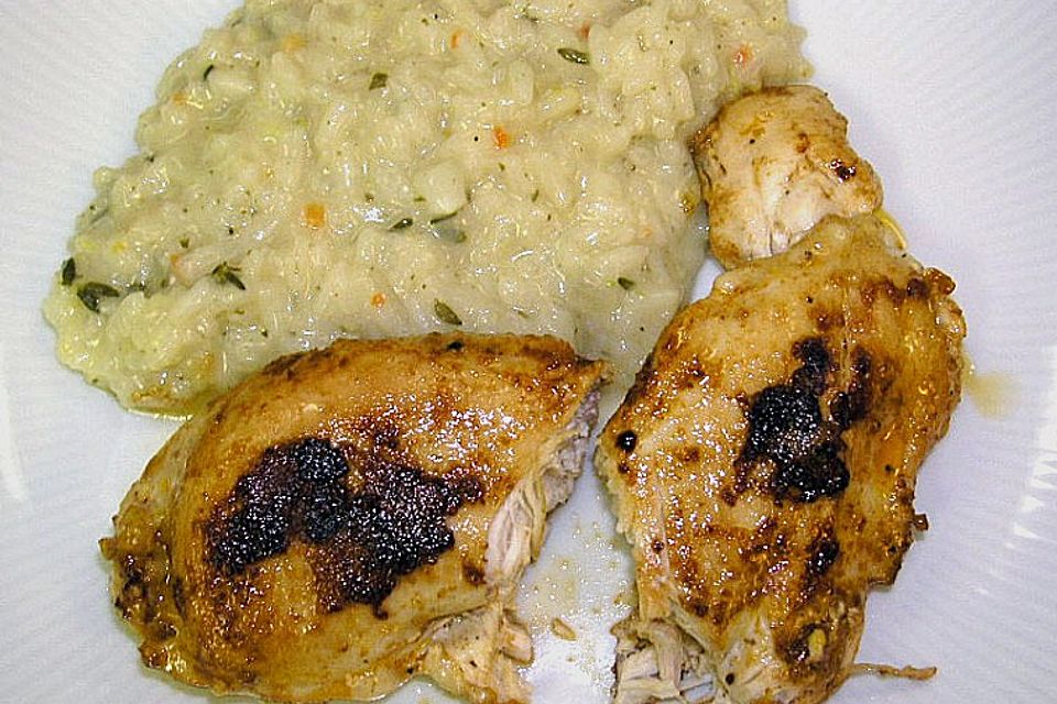 Gefüllte Hähnchenbrust mit Zitronen - Thymian - Risotto