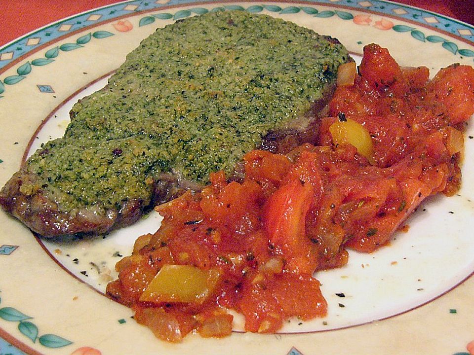 Kräuter - Steaks mit Tomatengemüse von alina1st| Chefkoch