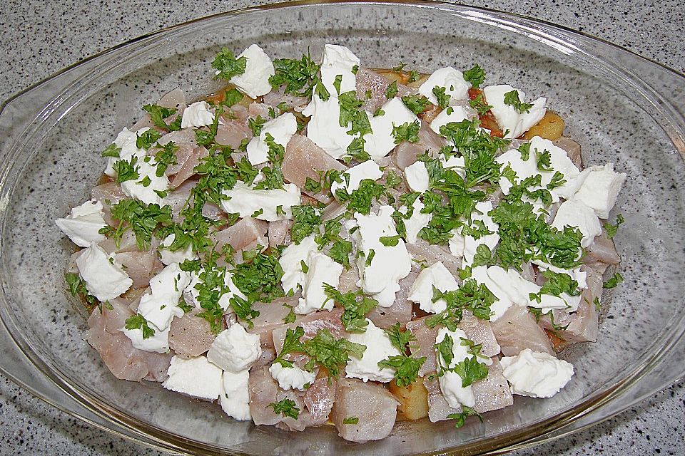 Fischauflauf mit Petersilie