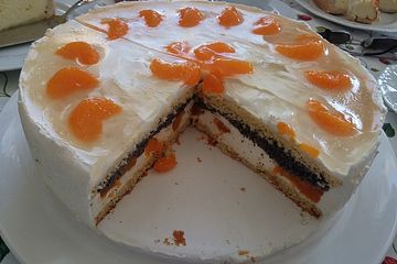 Mohn - Mascarpone - Torte mit Mandarinen