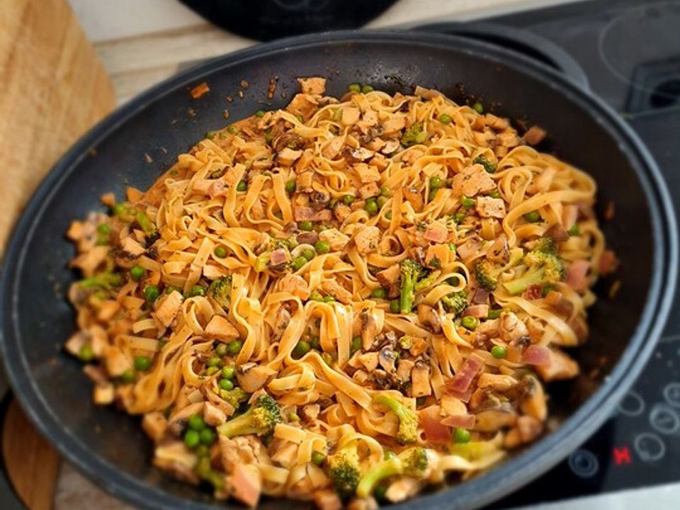 Tagliatelle mit Champignon - Erbsen - Pfanne von jesusfreak| Chefkoch