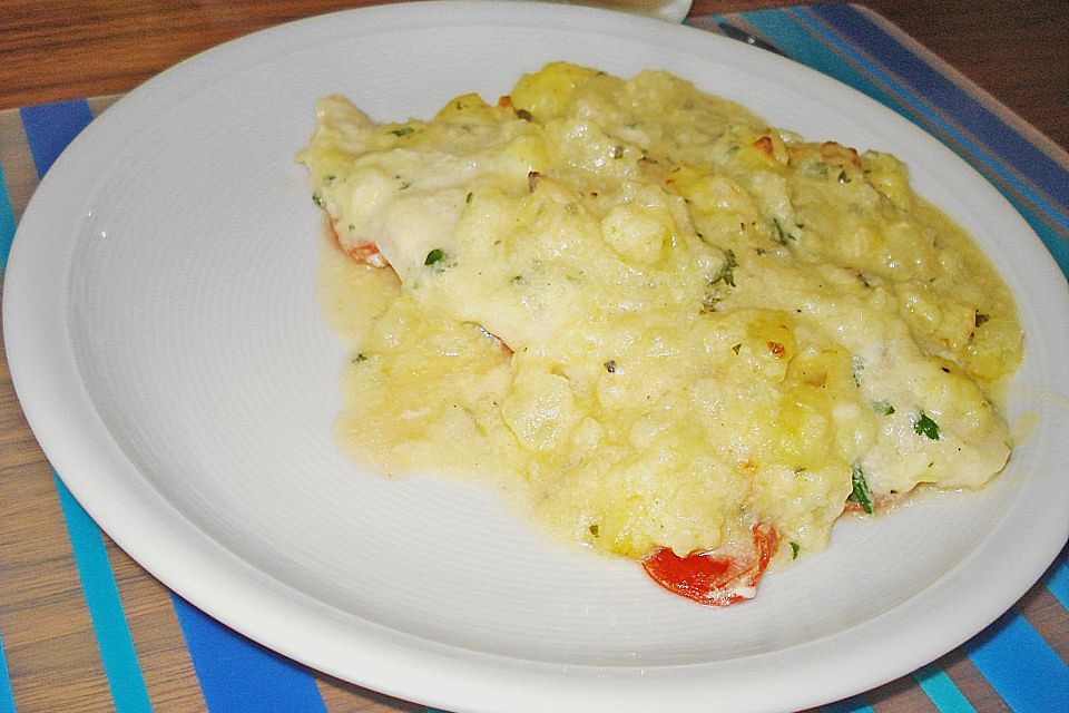 Fischfilet mit Kartofffel - Kräuter - Kruste