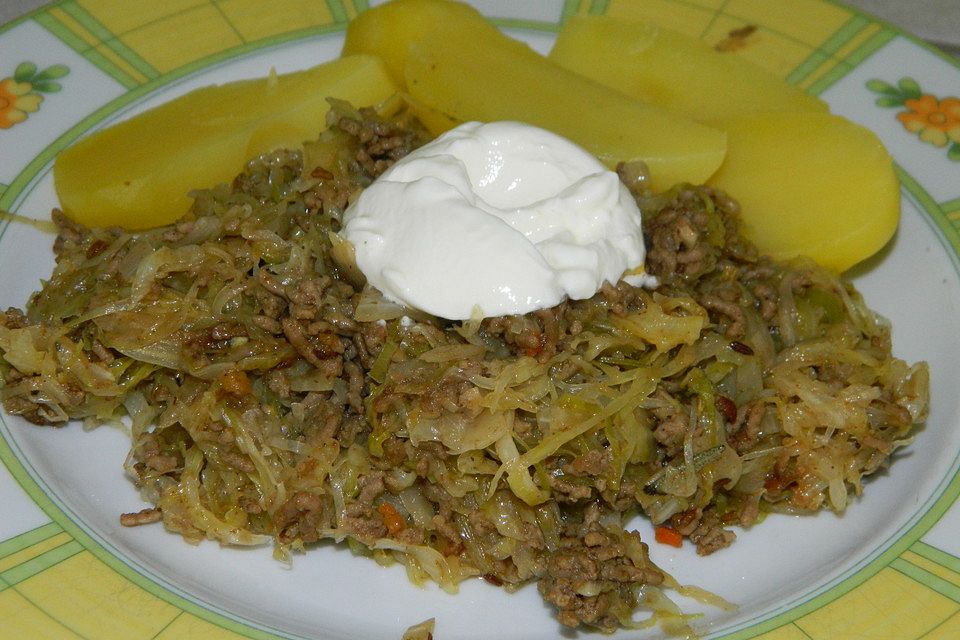 Weißkohl - Hackfleisch - Pfanne