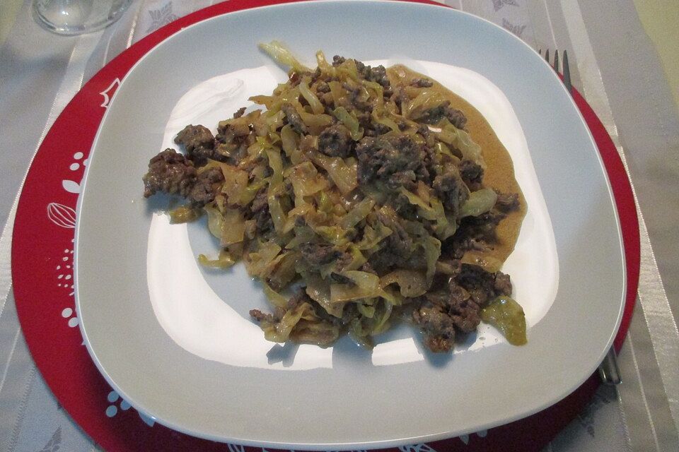 Weißkohl - Hackfleisch - Pfanne