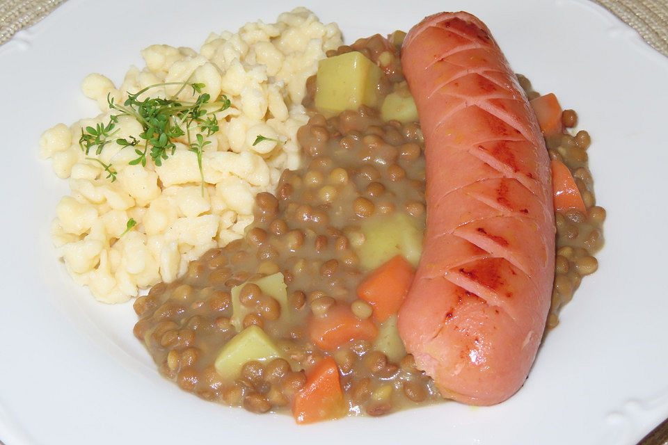 Linsen mit Spätzle