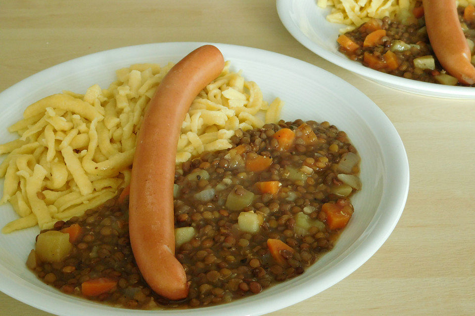 Linsen mit Spätzle