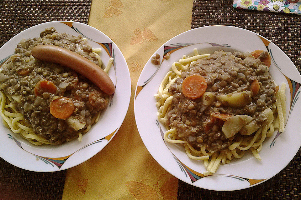 Linsen mit Spätzle