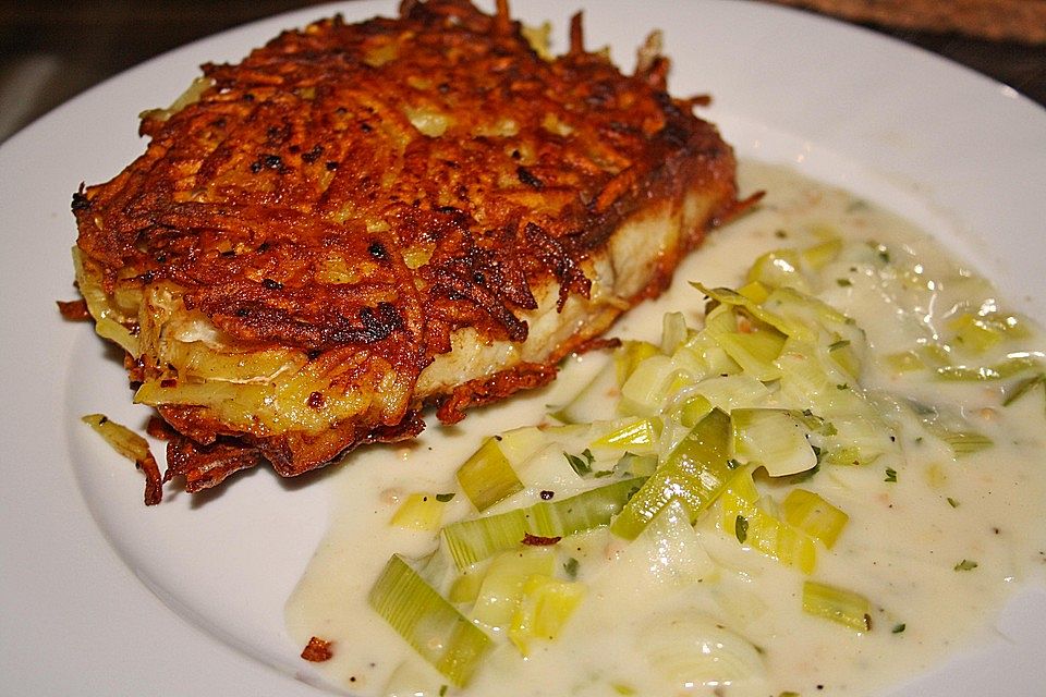 Seelachsfilet in Kartoffelkruste