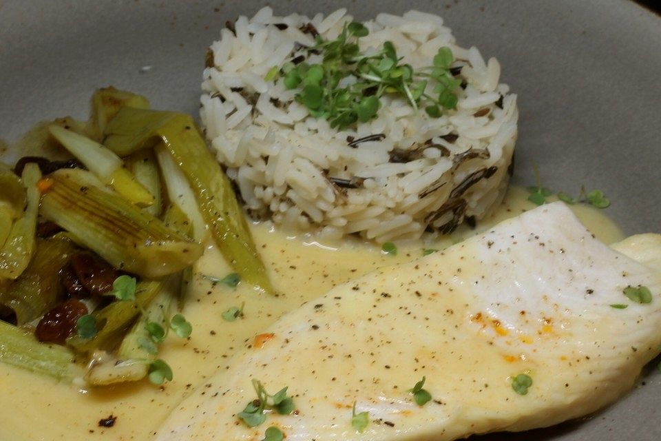 Fisch in Orangen - Sahne - Sauce