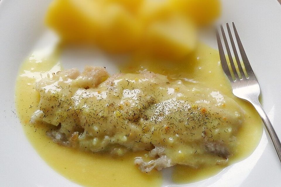 Fisch in Orangen - Sahne - Sauce