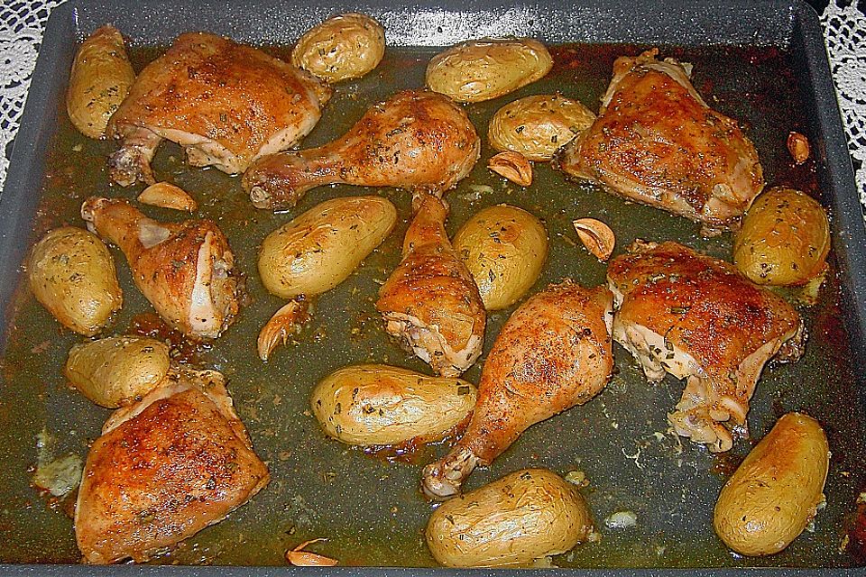 Huhn mit Rosmarin und Knoblauch