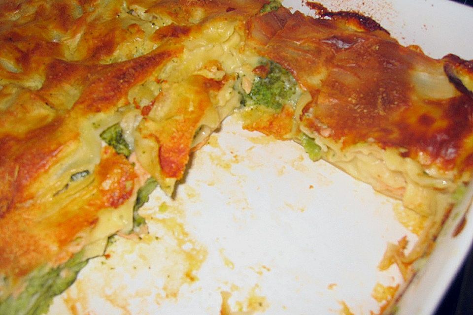 Lasagne mit Lachs und Brokkoli