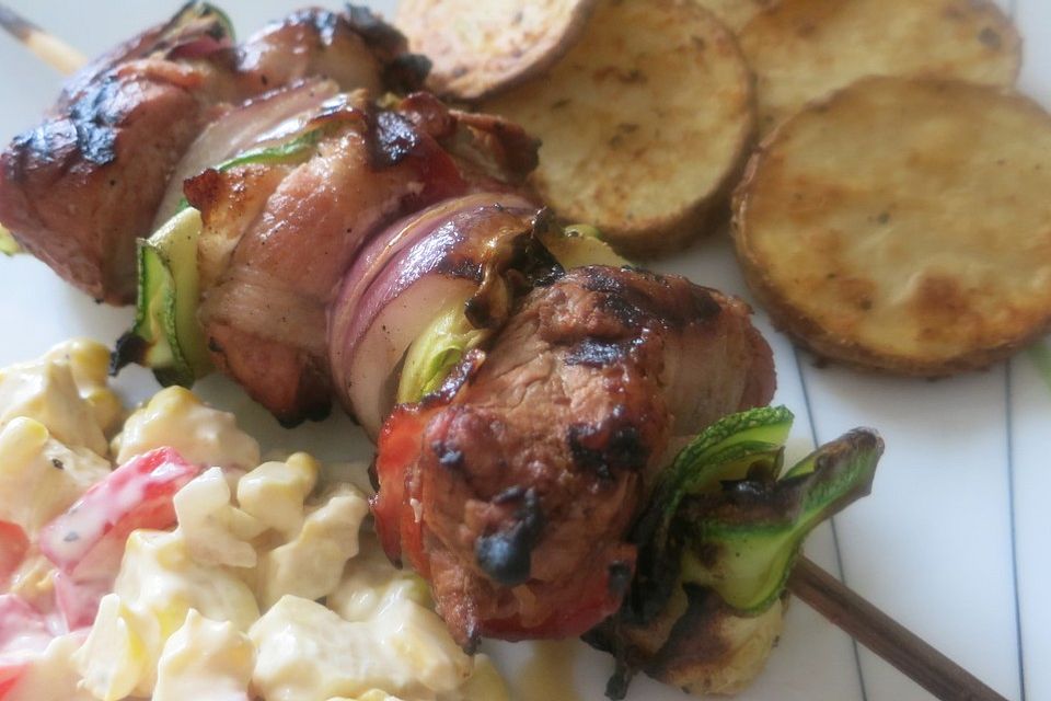 Filetspieße mit Zucchini