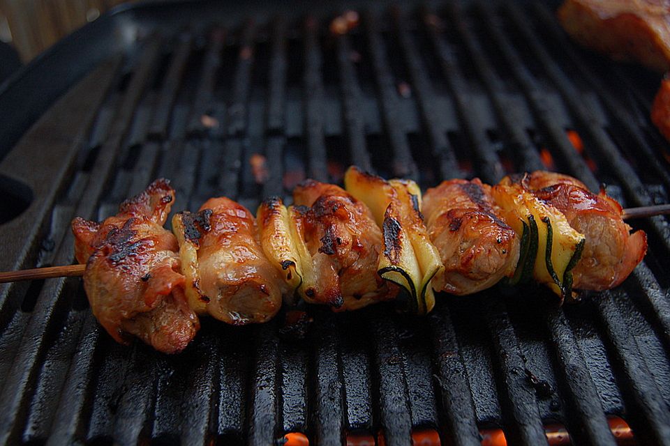 Filetspieße mit Zucchini