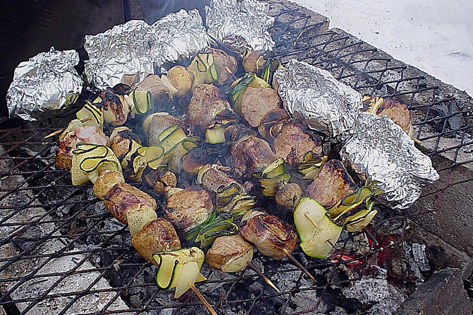 Filetspieße mit Zucchini